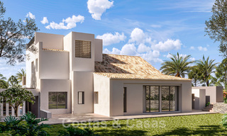 New luxury villa in attractive, Mediterranean architectural style for sale overlooking the golf course in the heart of Nueva Andalucia's golf valley 50683 