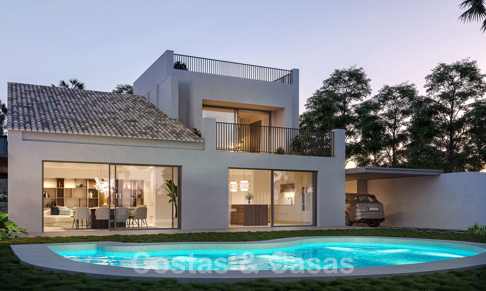 New luxury villa in attractive, Mediterranean architectural style for sale overlooking the golf course in the heart of Nueva Andalucia's golf valley 50684
