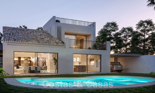 New luxury villa in attractive, Mediterranean architectural style for sale overlooking the golf course in the heart of Nueva Andalucia's golf valley 50684 