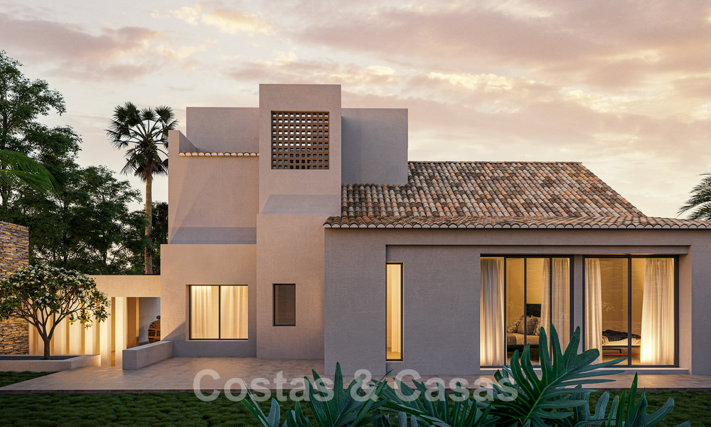 New luxury villa in attractive, Mediterranean architectural style for sale overlooking the golf course in the heart of Nueva Andalucia's golf valley 50685