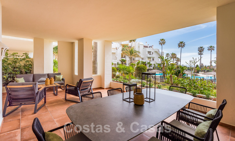 Spacious, stylish apartment for sale in gated complex on frontline beach with sea views, on the New Golden Mile, Marbella - Estepona 51312