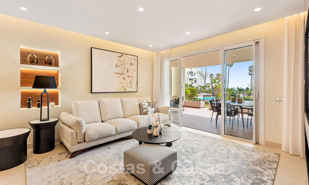 Spacious, stylish apartment for sale in gated complex on frontline beach with sea views, on the New Golden Mile, Marbella - Estepona 51317