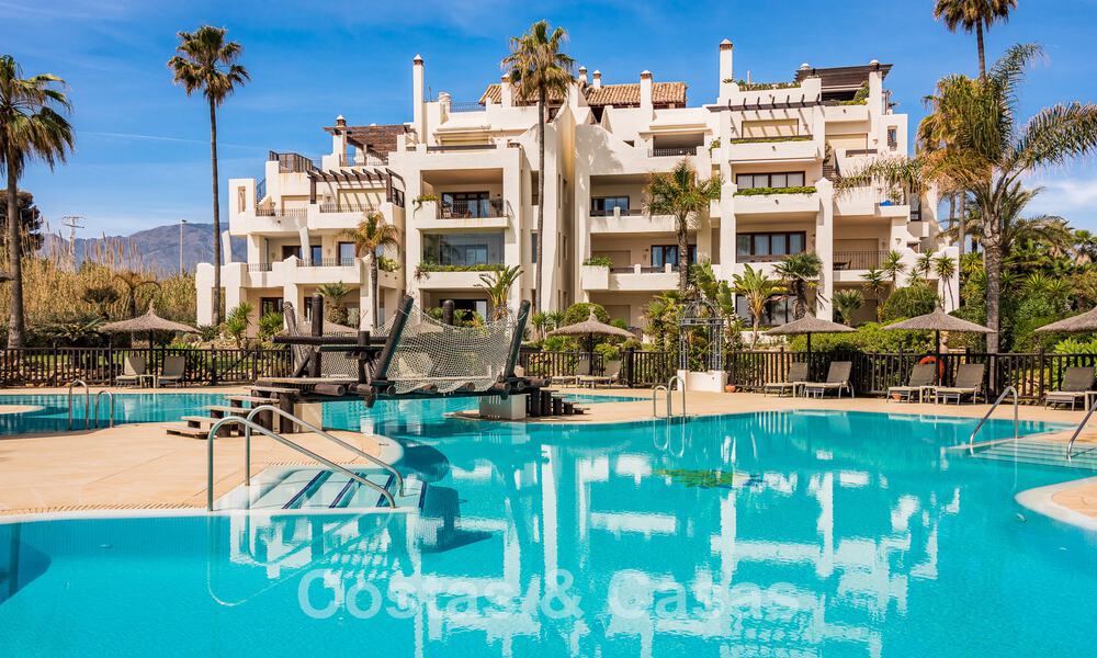 Spacious, stylish apartment for sale in gated complex on frontline beach with sea views, on the New Golden Mile, Marbella - Estepona 51338