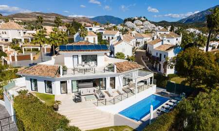 Spanish luxury villa for sale with contemporary Mediterranean architecture located in the heart of Nueva Andalucia's golf valley in Marbella 51207