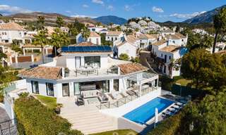 Spanish luxury villa for sale with contemporary Mediterranean architecture located in the heart of Nueva Andalucia's golf valley in Marbella 51207 