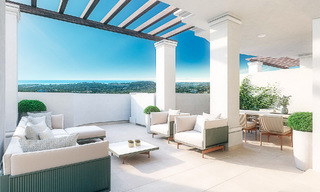 Contemporary Andalusian-style apartments for sale with panoramic sea views in the golf valley of Nueva Andalucia, Marbella 51638 