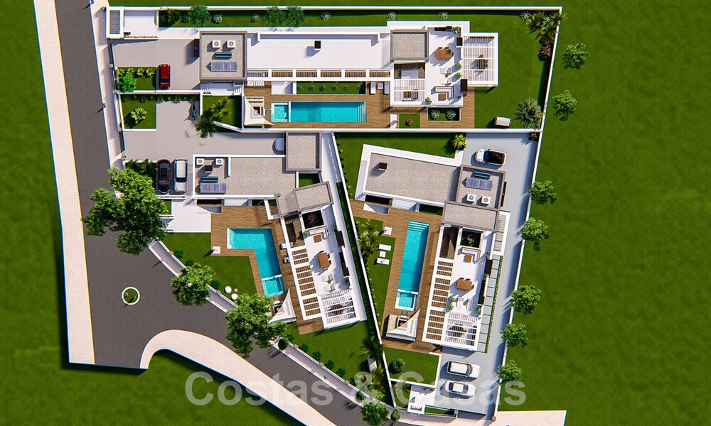 3 New designer villas for sale a stone's throw from the golf course in a luxury resort in Mijas, Costa del Sol 53548