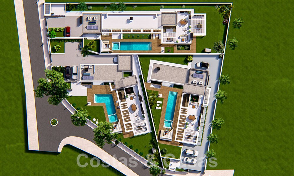 3 New designer villas for sale a stone's throw from the golf course in a luxury resort in Mijas, Costa del Sol 53548