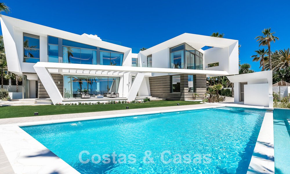 Newly built luxury villa with architectural design for sale, frontline beach in Los Monteros, Marbella 52328