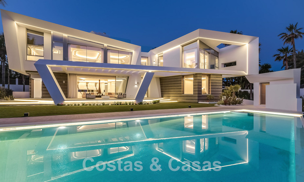 Newly built luxury villa with architectural design for sale, frontline beach in Los Monteros, Marbella 52341