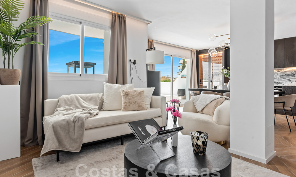 Contemporary renovated penthouse for sale with mountain and sea views in Nueva Andalucia, Marbella 53587