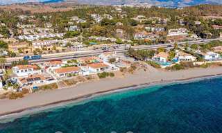 Stunning modern-Mediterranean-style beach villa for sale with frontal sea views, frontline beach in Mijas, Costa del Sol 54559 