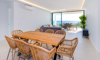 Stunning modern-Mediterranean-style beach villa for sale with frontal sea views, frontline beach in Mijas, Costa del Sol 54563 