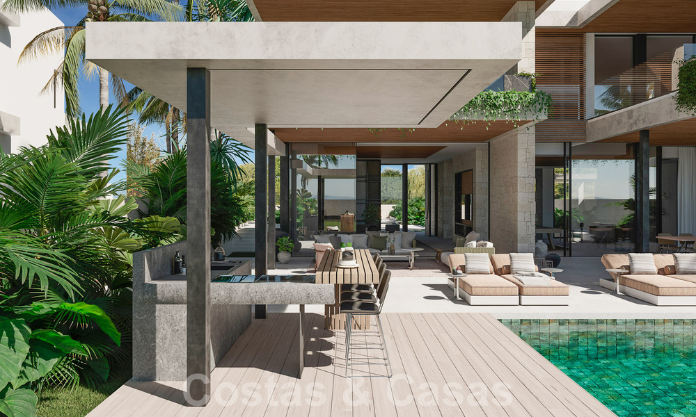 New project! Ultra-modern luxury villas for sale with Balinese exterior design, on frontline beach near San Pedro, Marbella 53397