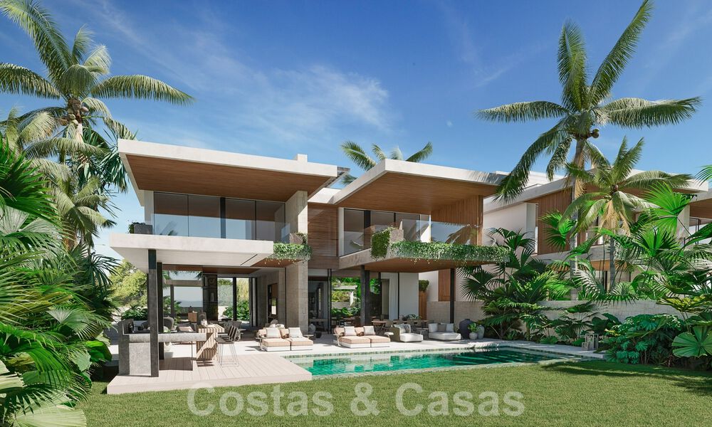 New project! Ultra-modern luxury villas for sale with Balinese exterior design, on frontline beach near San Pedro, Marbella 53399