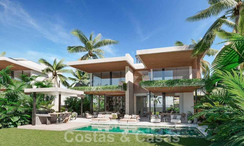 New project! Ultra-modern luxury villas for sale with Balinese exterior design, on frontline beach near San Pedro, Marbella 53400