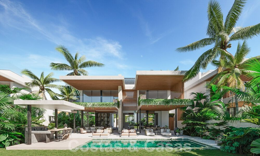 New project! Ultra-modern luxury villas for sale with Balinese exterior design, on frontline beach near San Pedro, Marbella 53401