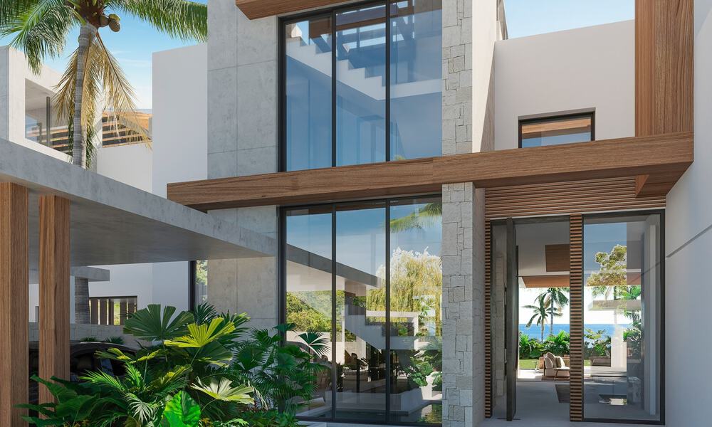 New project! Ultra-modern luxury villas for sale with Balinese exterior design, on frontline beach near San Pedro, Marbella 53403