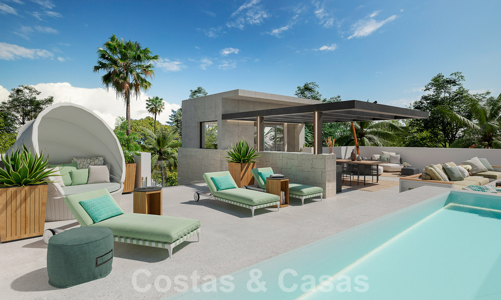 New project! Ultra-modern luxury villas for sale with Balinese exterior design, on frontline beach near San Pedro, Marbella 53406