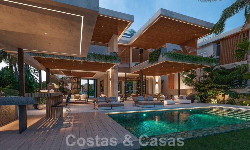 New project! Ultra-modern luxury villas for sale with Balinese exterior design, on frontline beach near San Pedro, Marbella 53416
