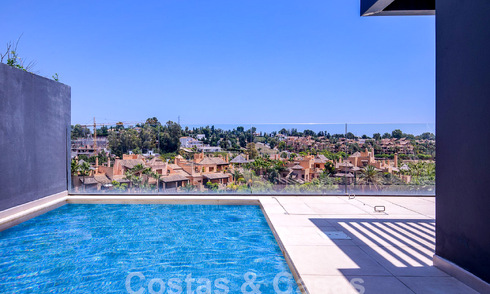 Contemporary duplex penthouse for sale with private pool, on the New Golden Mile between Marbella and Estepona 53603