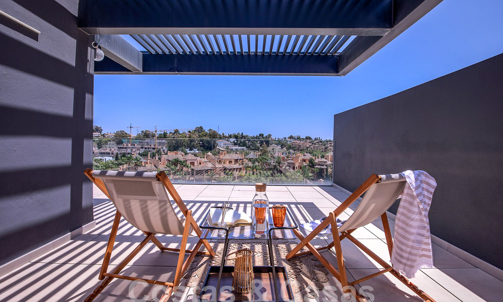 Contemporary duplex penthouse for sale with private pool, on the New Golden Mile between Marbella and Estepona 53604