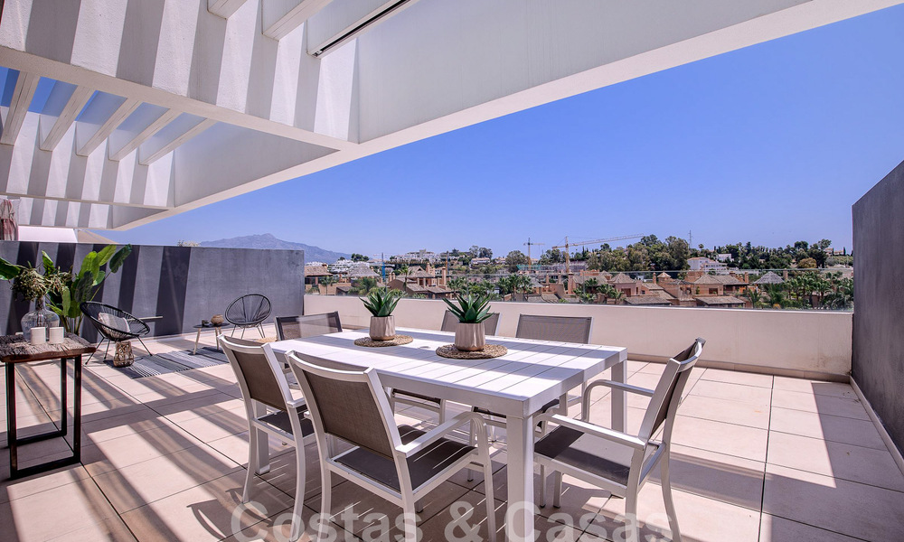 Contemporary duplex penthouse for sale with private pool, on the New Golden Mile between Marbella and Estepona 53610