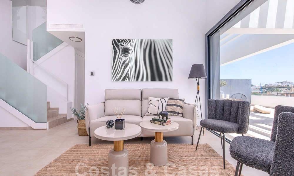 Contemporary duplex penthouse for sale with private pool, on the New Golden Mile between Marbella and Estepona 53612