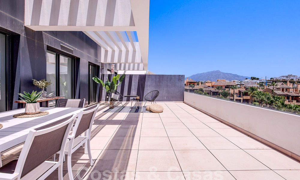 Contemporary duplex penthouse for sale with private pool, on the New Golden Mile between Marbella and Estepona 53624