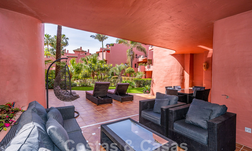 Luxury garden apartment for sale in a frontline beach complex on the New Golden Mile between Marbella and Estepona 55283