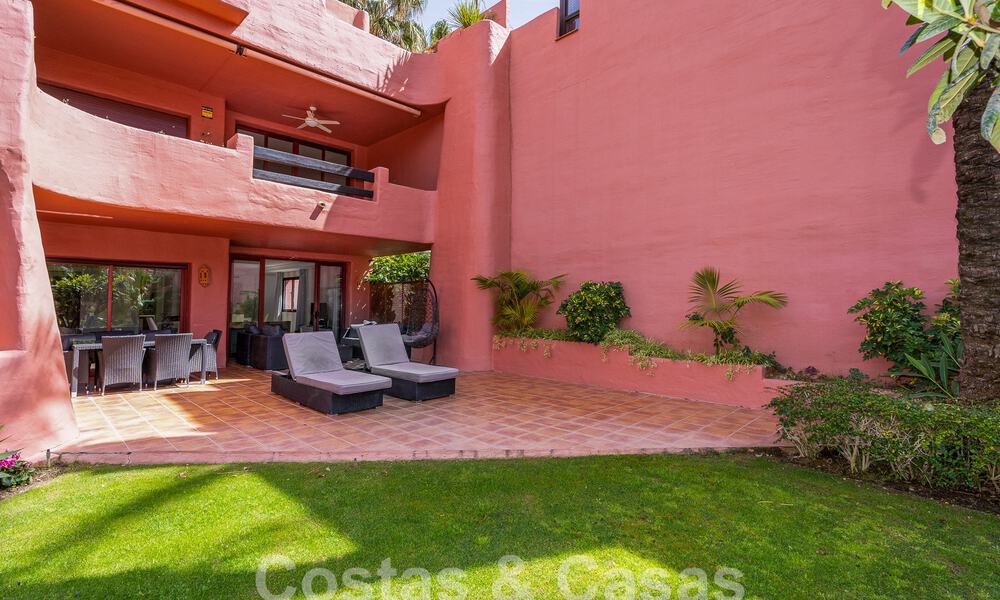 Luxury garden apartment for sale in a frontline beach complex on the New Golden Mile between Marbella and Estepona 55287