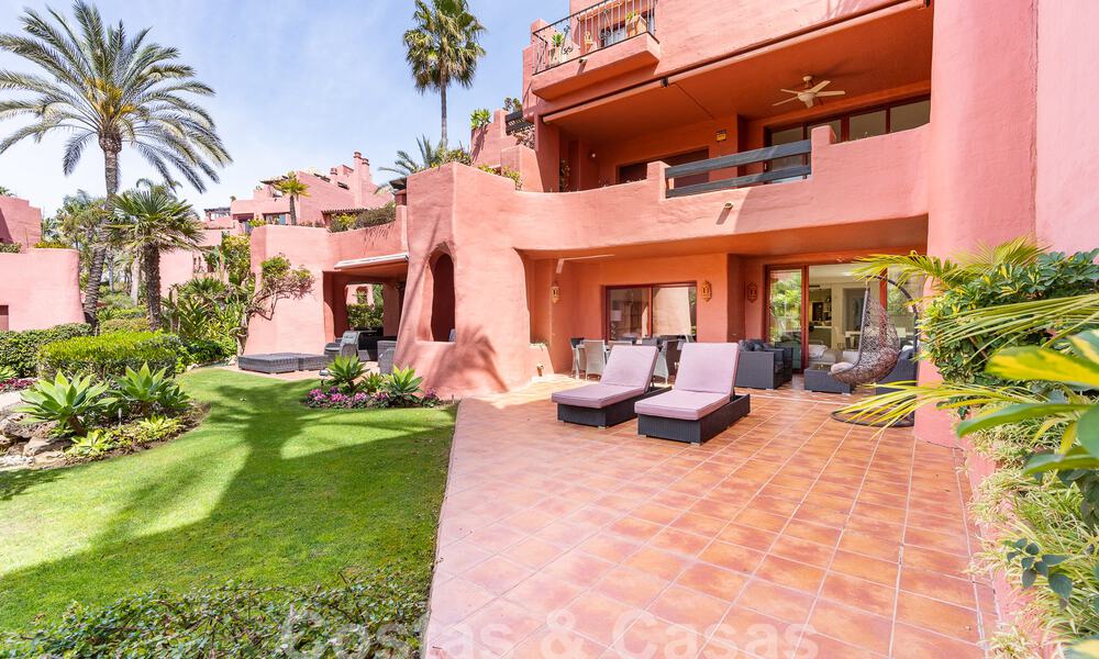 Luxury garden apartment for sale in a frontline beach complex on the New Golden Mile between Marbella and Estepona 55288