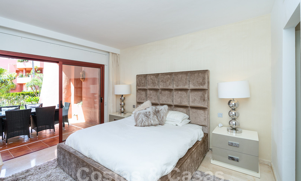 Luxury garden apartment for sale in a frontline beach complex on the New Golden Mile between Marbella and Estepona 55298