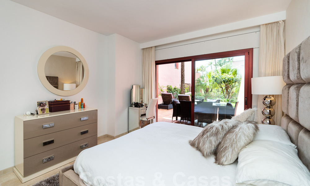 Luxury garden apartment for sale in a frontline beach complex on the New Golden Mile between Marbella and Estepona 55299