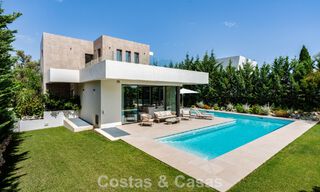 Spacious contemporary luxury villa located on frontline golf with views of La Concha mountain in Nueva Andalucia, Marbella 786387 