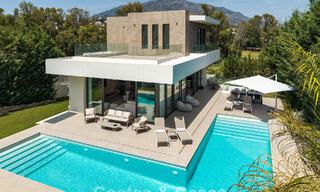 Spacious contemporary luxury villa located on frontline golf with views of La Concha mountain in Nueva Andalucia, Marbella 786416 