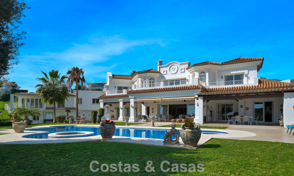 Stately luxury Andalusian-style mansion with sea views in Nueva Andalucia's golf valley, Marbella 779205