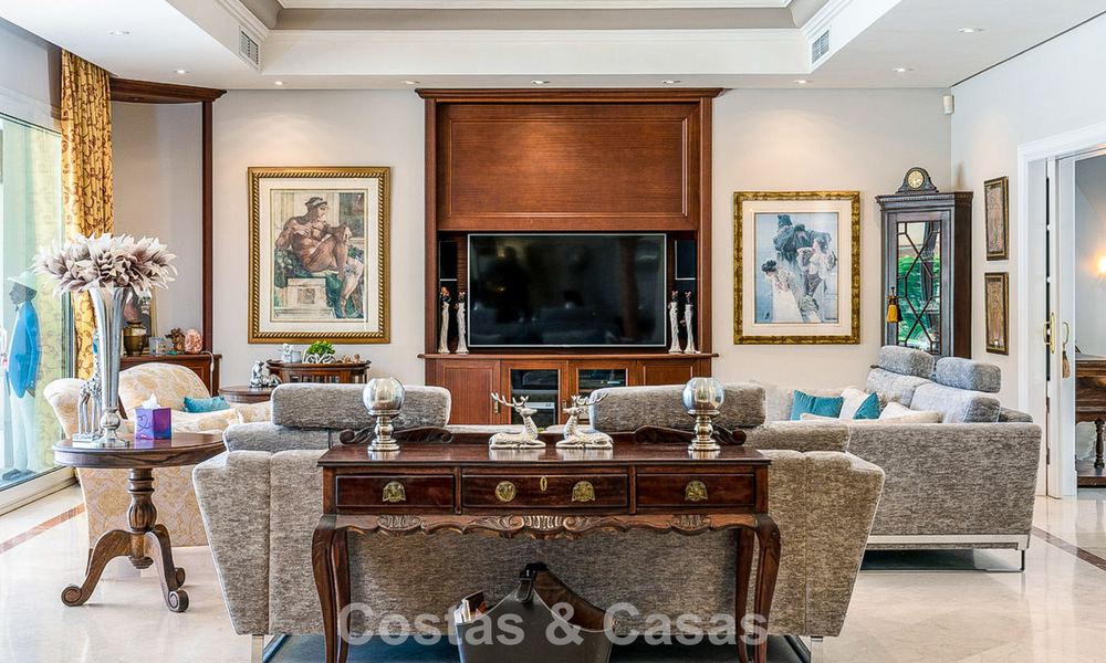 Stately luxury Andalusian-style mansion with sea views in Nueva Andalucia's golf valley, Marbella 779222