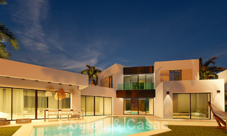New, modern luxury villas for sale on frontline golf with sea views, close to all amenities in Estepona city 55728 