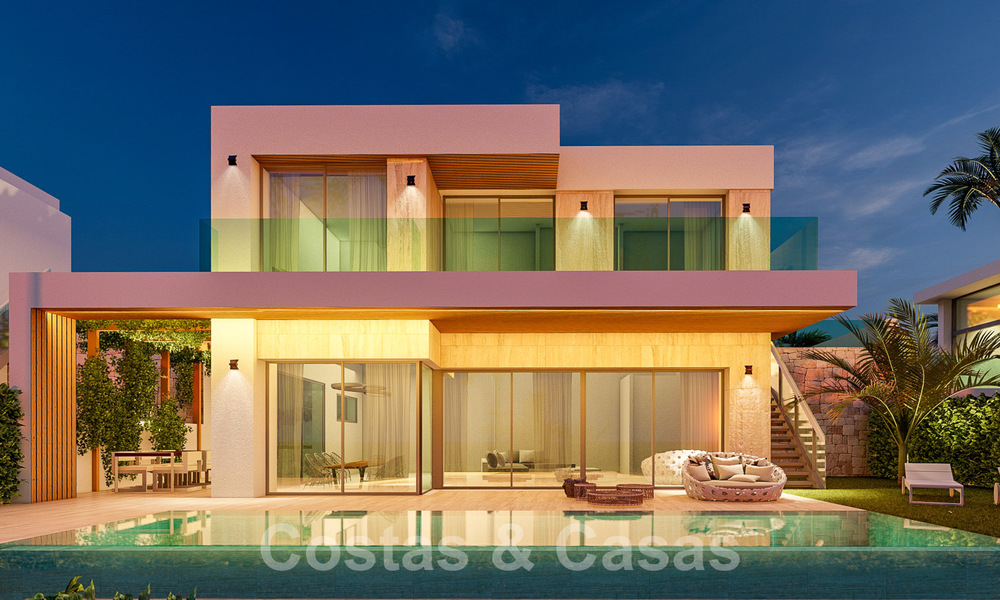 New, modern luxury villas for sale on frontline golf with sea views, close to all amenities in Estepona city 55731