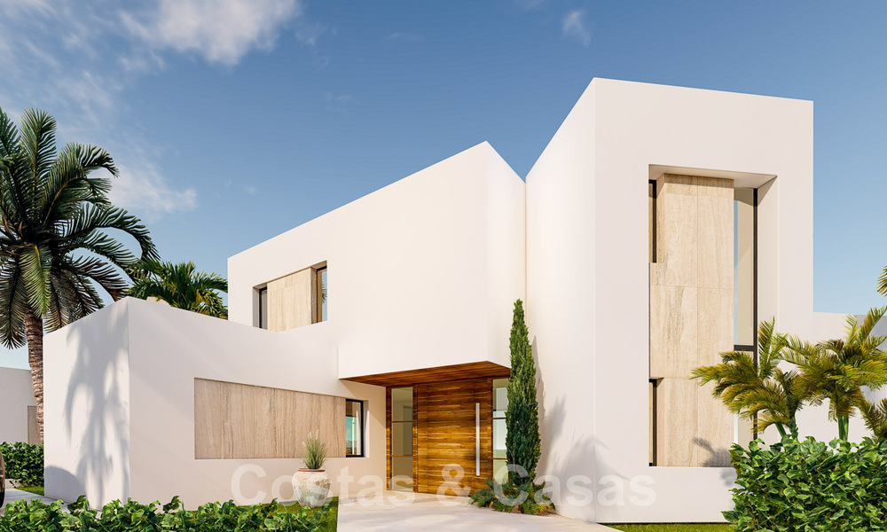 New, modern luxury villas for sale on frontline golf with sea views, close to all amenities in Estepona city 55732