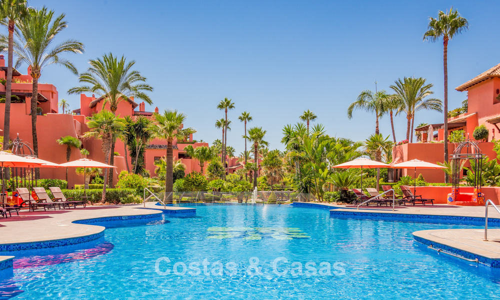 Luxury garden apartment for sale in a frontline beach complex on the New Golden Mile between Marbella and Estepona centre 56620