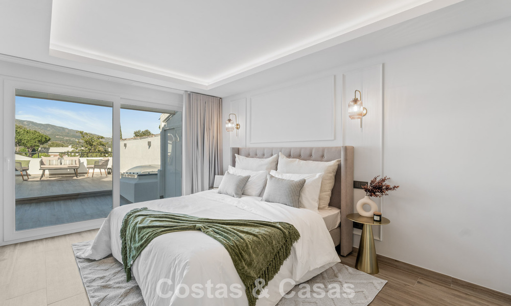 Masterfully renovated townhouse for sale in gated complex, frontline Aloha Golf, walking distance to the clubhouse in Nueva Andalucia, Marbella 56591