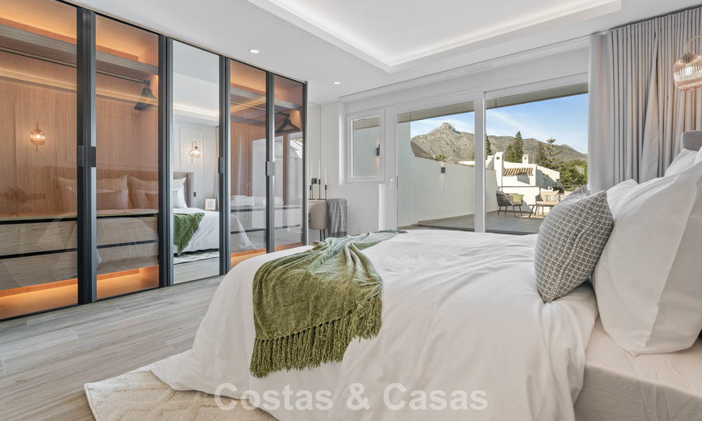 Masterfully renovated townhouse for sale in gated complex, frontline Aloha Golf, walking distance to the clubhouse in Nueva Andalucia, Marbella 56594