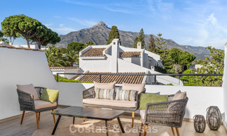 Masterfully renovated townhouse for sale in gated complex, frontline Aloha Golf, walking distance to the clubhouse in Nueva Andalucia, Marbella 56597 