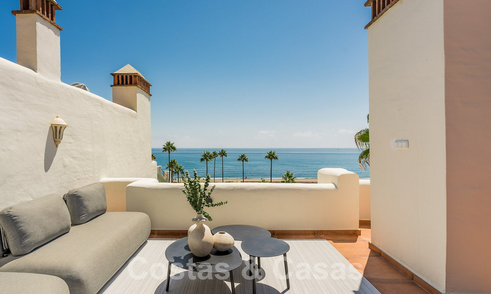 Luxury penthouse for sale in gated frontline beach complex with magnificent sea views on the New Golden Mile between Marbella and Estepona 56978