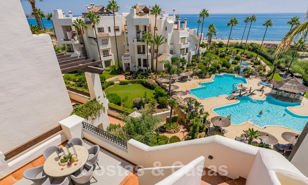 Luxury penthouse for sale in gated frontline beach complex with magnificent sea views on the New Golden Mile between Marbella and Estepona 56982