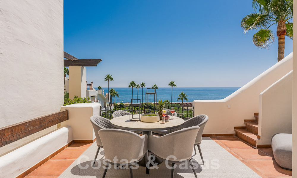 Luxury penthouse for sale in gated frontline beach complex with magnificent sea views on the New Golden Mile between Marbella and Estepona 56986