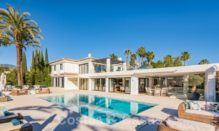 Modern renovated Mediterranean luxury villa for sale, located on the first line of golf, in the heart of Nueva Andalucia, Marbella 57010 