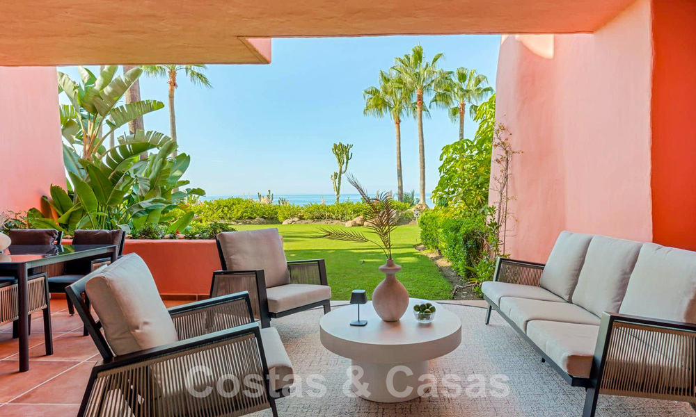 Garden apartment for sale with open sea views in an iconic beach complex on the New Golden Mile between San Pedro and Estepona 57934